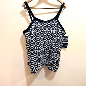 Shape solver tankini bathing suit top 22w blue nwt